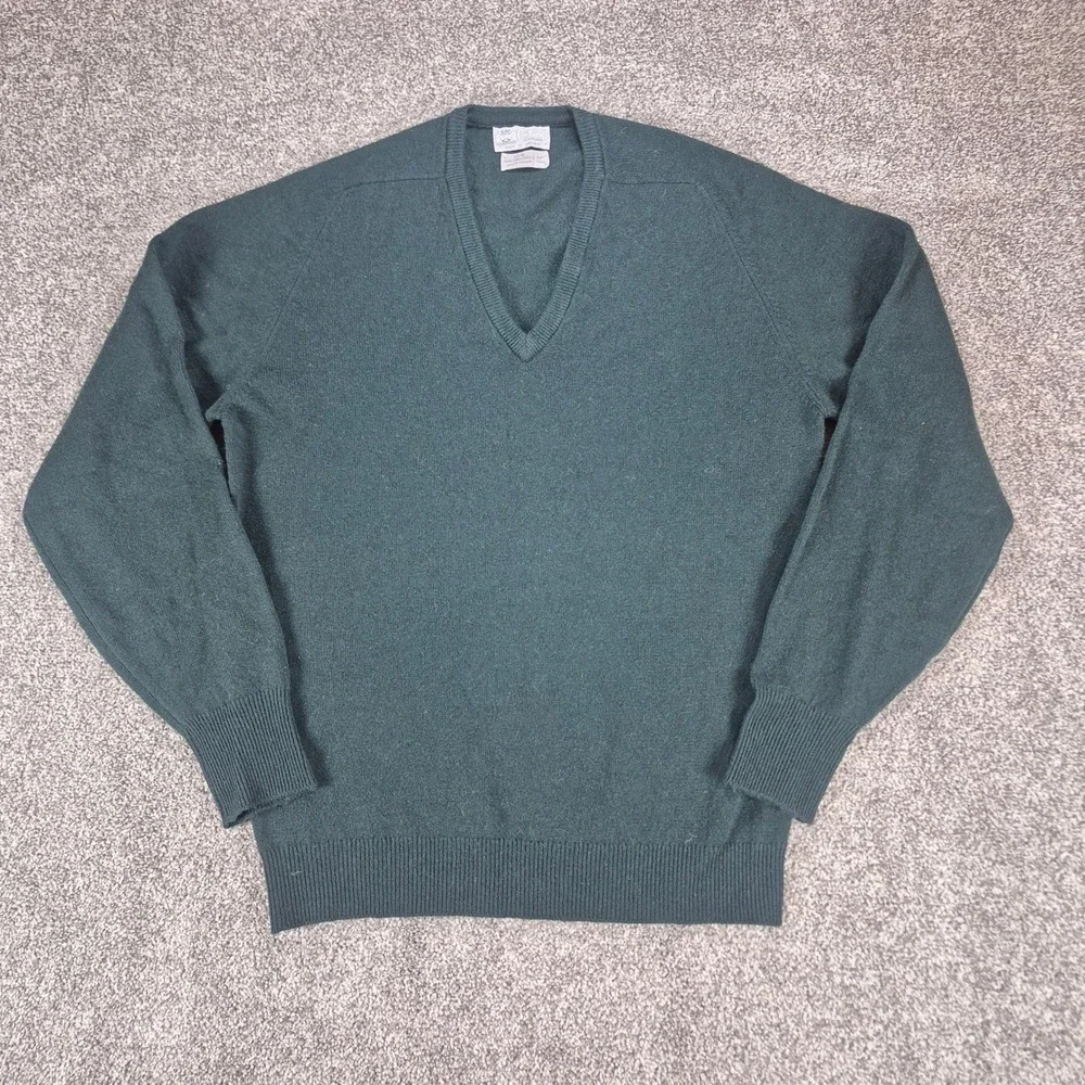 Vintage CoxMoore of England Sweater Mens 44 Green 100% Pure Lambswool Knit